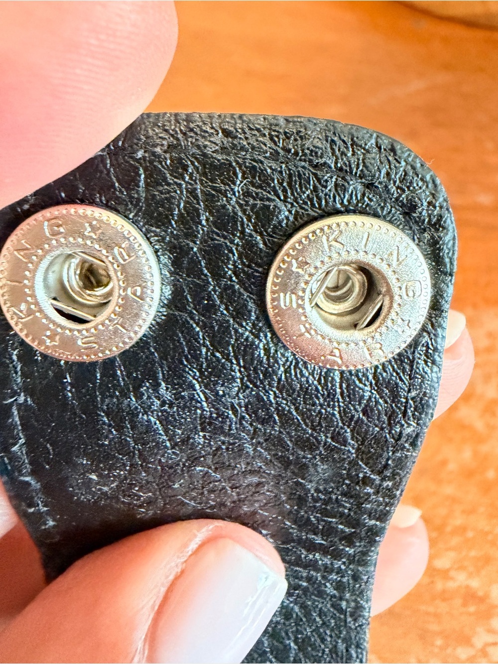 Source Unknown Black Leather Stud Cuff with Silver Ring & Pyramid Studs - Picture 4 of 4